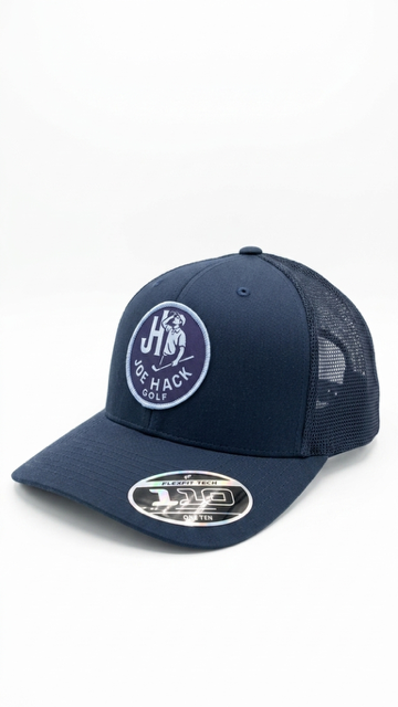 Joe Hack Golf Hat – Navy/OG Baby Blue patch (Flexfit 110 SnapBack)