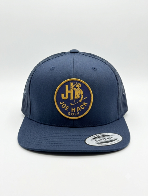 Joe Hack Golf Hat – Navy/Gold (Snapback)